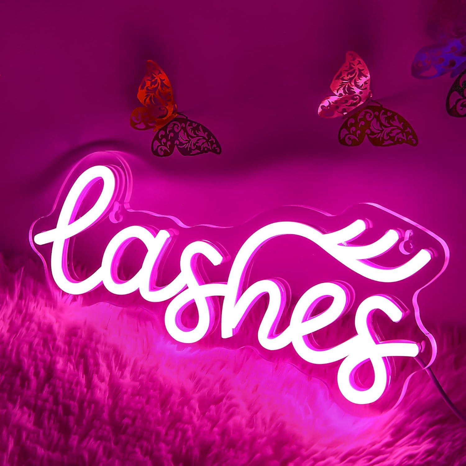 Lashes Neon Sign Lady Text Led - Beauty No Makeup 评论和价格